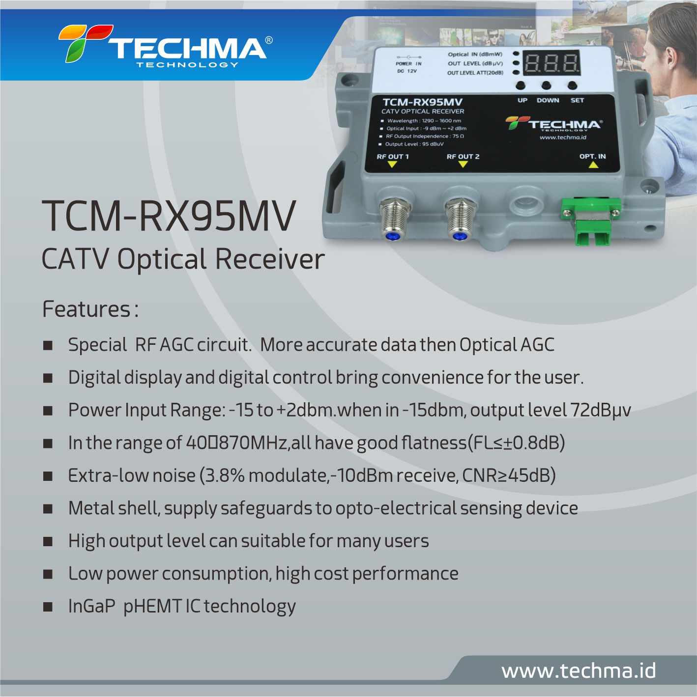 TCM-RX95MV [CATV Optical Receiver]