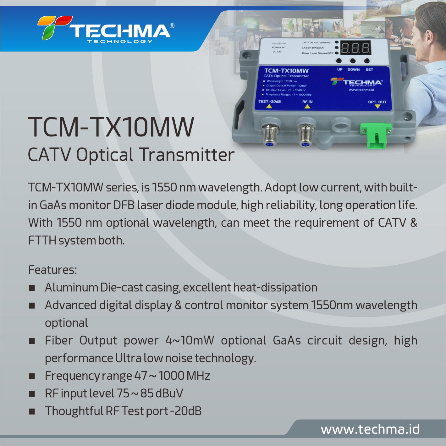 TCM-TX10MW [CATV Optical Transmitter]